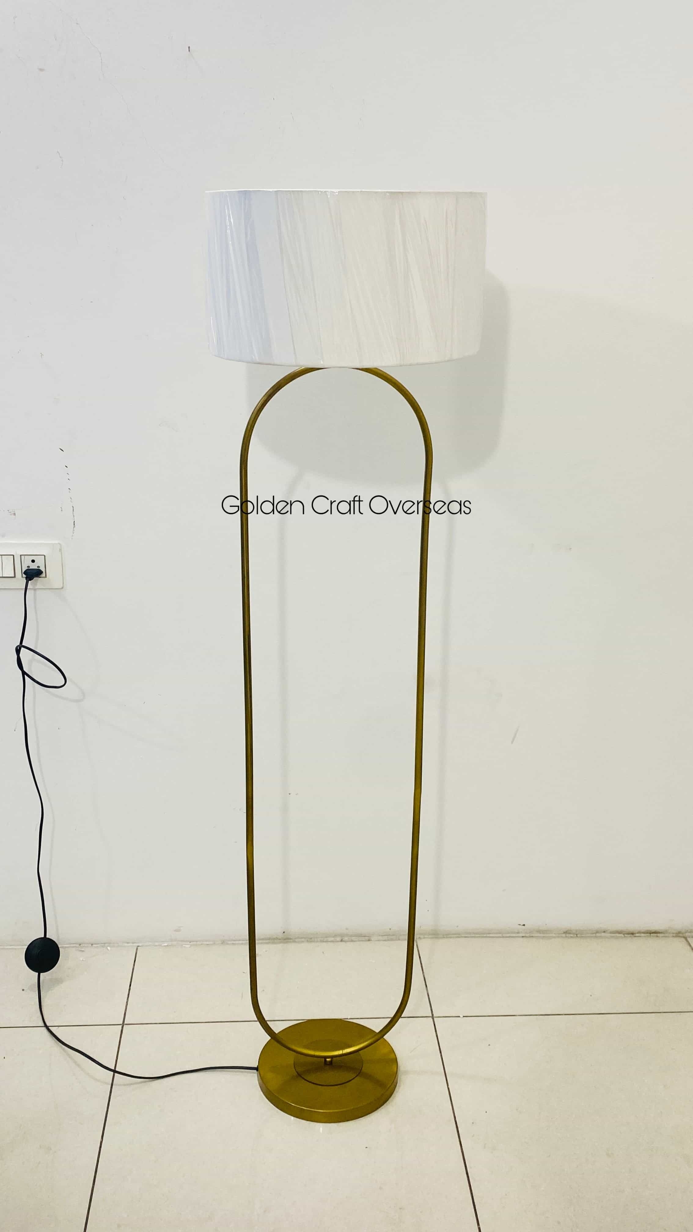 Iron Antique Gold Floor Lamp in iron with fabric shade custom made
