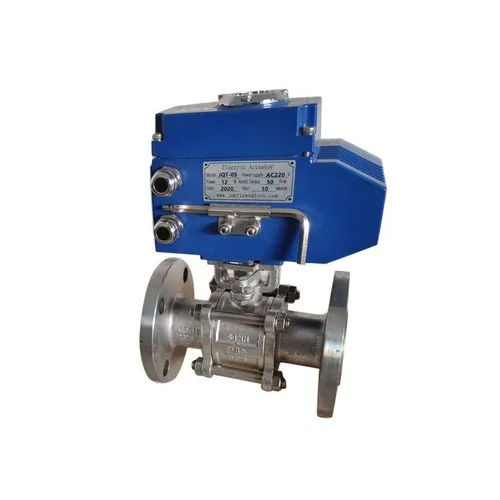 Blue/Silver Electrical Actuator Stainless Steel Ball Valve