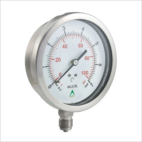 White Stainless Steel Pressure Gauge