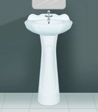 Pedestal Wash Basin - Glossy Finish, Ceramic Material, Custom Size & Shape Options | Low Maintenance, Stain Resistant, Easy To Clean