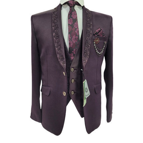 Multi Coloured Mens Fancy Plain Five Piece Designer Suit