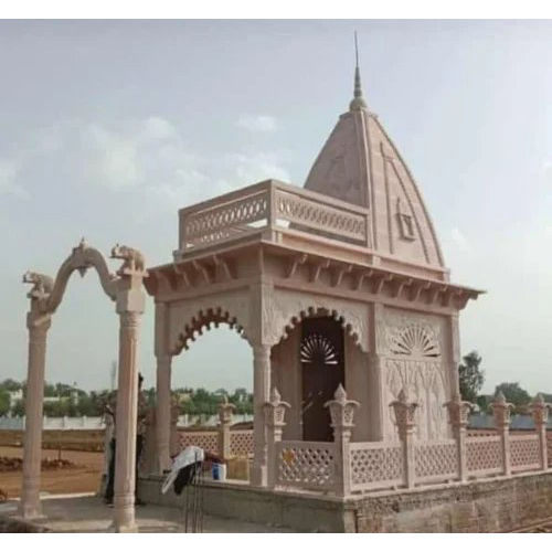 Polishing Carved Pink Sand Stone Temple