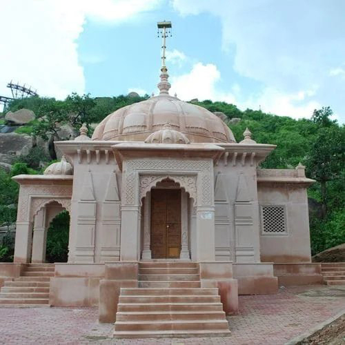 Exquisitely Hand Carved Pink Sand Stone Temple