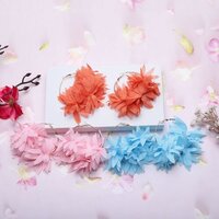 Fabric Leaf Earrings - 2x2 Cm, Coral | Lightweight, Comfortable, Delicate Design, Perfect For Casual Wear & Gatherings