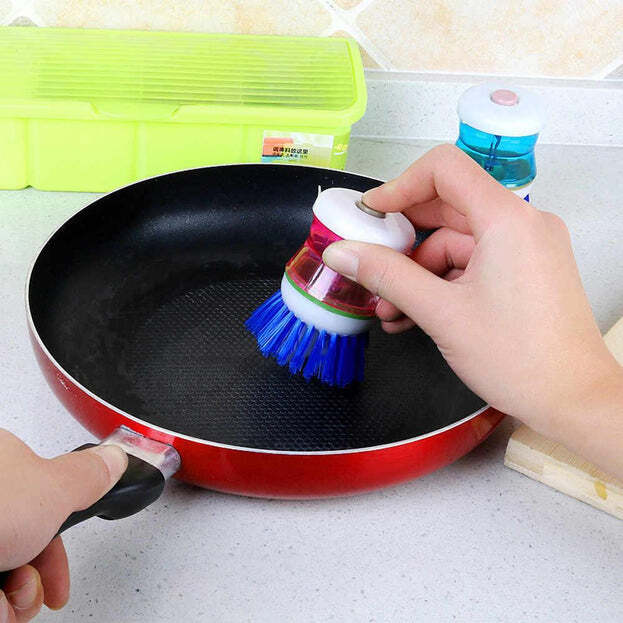 PLASTIC WASH BASIN BRUSH CLEANER WITH LIQUID SOAP DISPENSER (MULTICOLOUR) (0159)