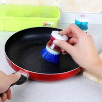 PLASTIC WASH BASIN BRUSH CLEANER WITH LIQUID SOAP DISPENSER (MULTICOLOUR) (0159)