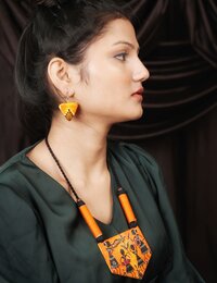 Four Girl Ceramic HandmadeEarrings With  Nacklace