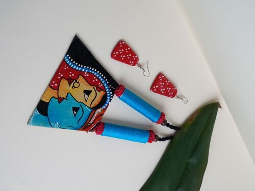 Girl Boy Ceramic Handmade Nacklace With Earrings