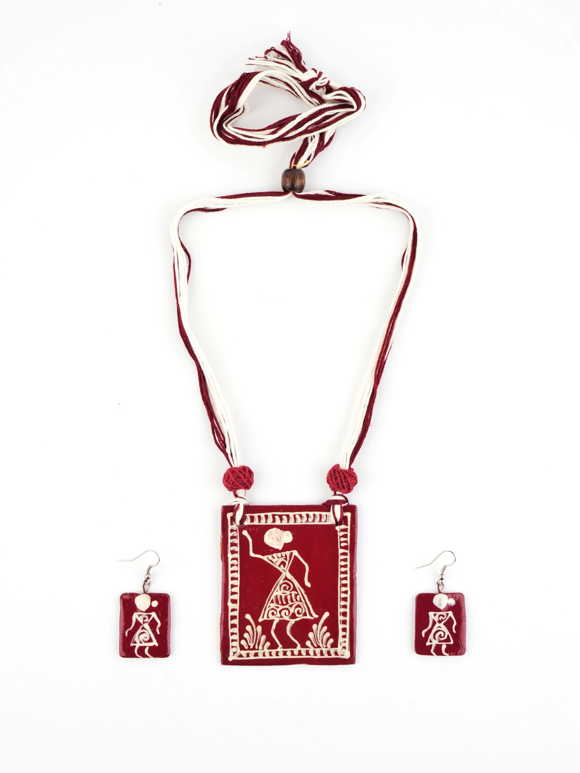 Girl Ceramic Handmade Nacklace With Earrings