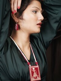 Girl Ceramic Handmade Nacklace With Earrings