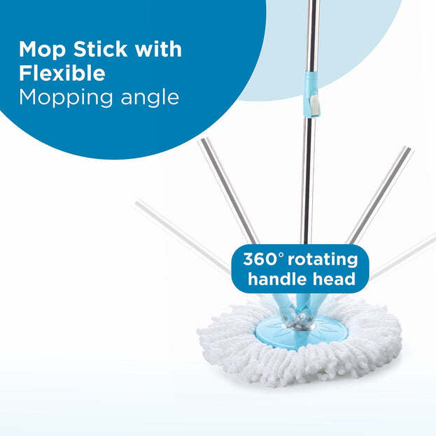 GANESH PRIME PLUS STEEL SPINNER BUCKET MOP 360 DEGREE SELF SPIN WRINGING WITH 2 ABSORBERS FOR HOME AND OFFICE FLOOR CLEANING MOPS SET (8713)