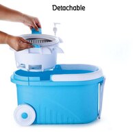 GANESH PRIME PLUS STEEL SPINNER BUCKET MOP 360 DEGREE SELF SPIN WRINGING WITH 2 ABSORBERS FOR HOME AND OFFICE FLOOR CLEANING MOPS SET (8713)