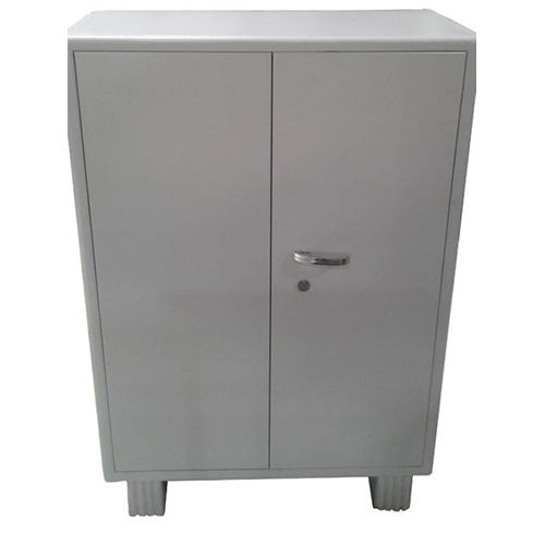 Modern Grey Steel Office Almirah with 4 Shelves and Key Lock