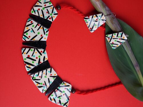 Girl Tree Ceramic Handmade Nacklace With Earrings