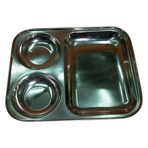 Stainless Steel 3 Compartment Dinner Plate - Color: Sliver