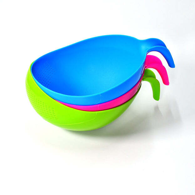 PLASTIC RICE BOWL FOOD STRAINER THICK DRAIN BASKET WITH HANDLE FOR RICE (2068)
