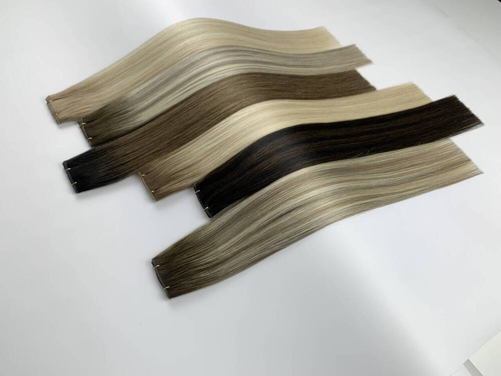 Hand-tied genius weft hair extension cuticle intact hair extensions