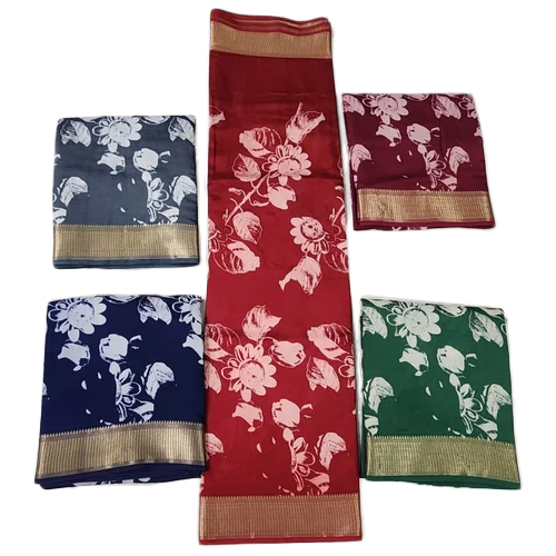 Floral Khadi Border Organza Saree