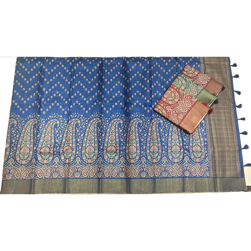 Ladies Khadi Border Raw Silk Saree