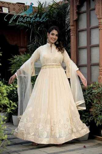 Designer Pure Georgette Gown with Embroidery Work
