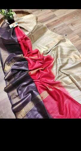 Pure Tussar Giccha Zari Border 3rd Dye Silk Saree