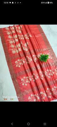 Pure tussar gheecha printed saree