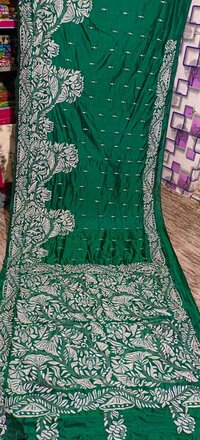 Kantha embroidery on blended Bangalore silk sarees