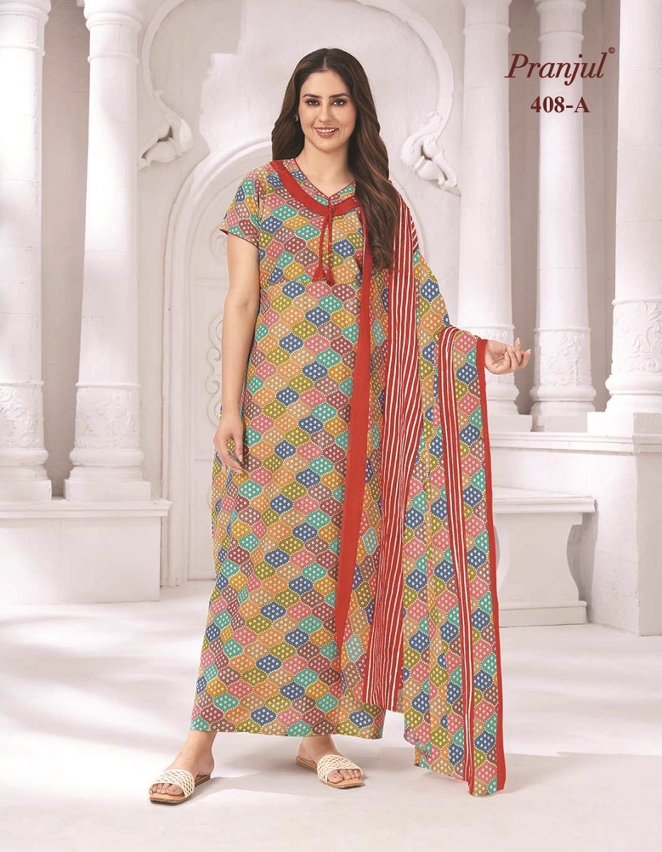 Pranjul Pratishtha Long Nighties With Dupatta