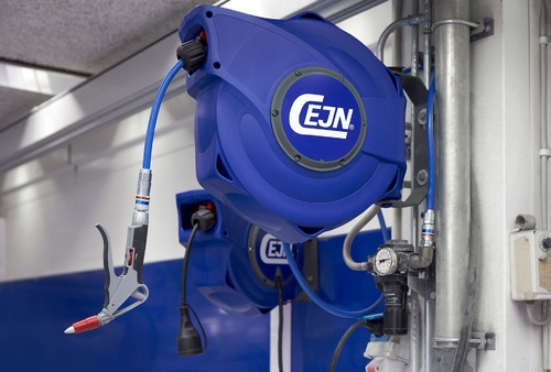 Hose Reel - 5-17 m PUR & EPDM Rubber | Slow Retraction, Auto-Stop, Hi-Vis Options