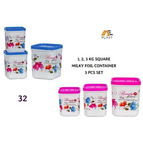 Milky foil Square Plastic Container