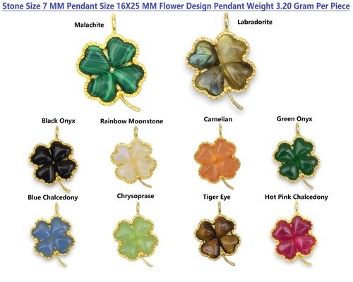 Natural Gemstone Flower Desgin Pendant