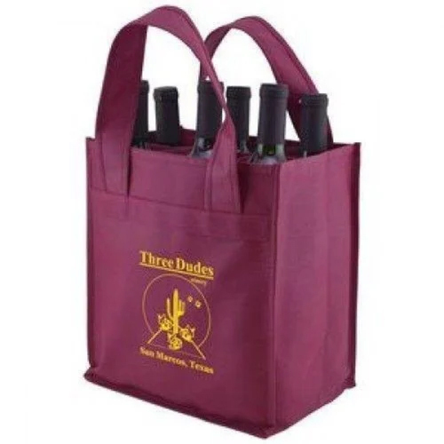Printed Non Woven Wi ne Bottle Carry Bag