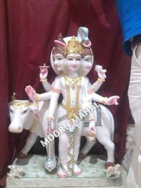 Marble Dattatreya Statue - Color: Multicolor