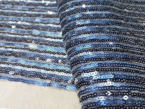 Blue sequin fabric for luxurious women clothes on georgette online