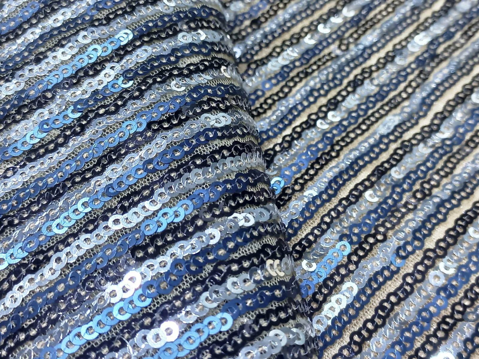 Blue sequin fabric for luxurious women clothes on georgette online