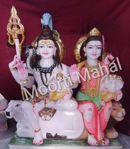 Marble Shiva Family Statue