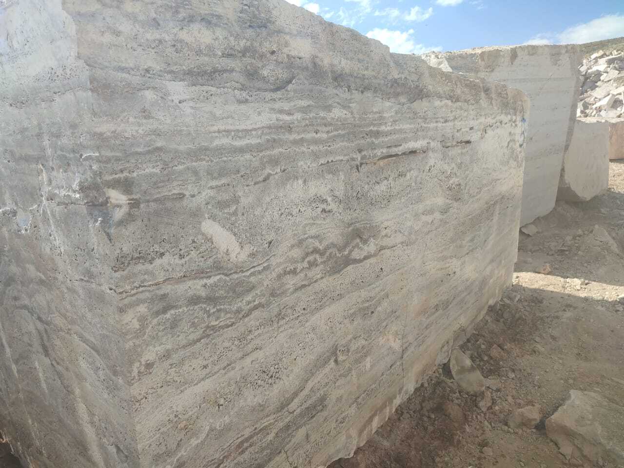 Dark Silver Travertine Granite Block