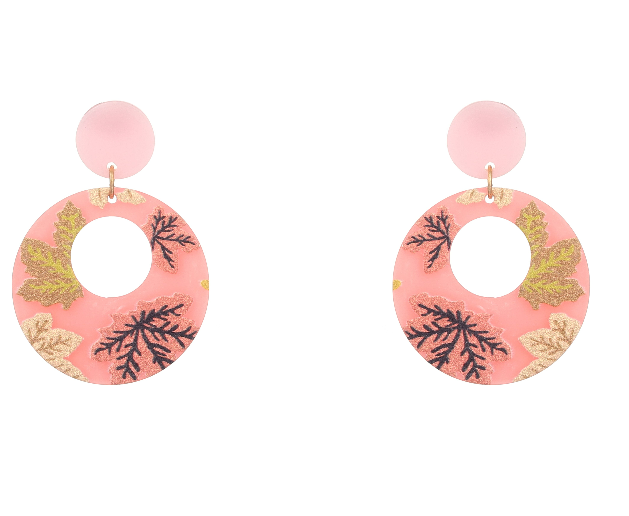 Autumn Leaves Drop Pink Earrings