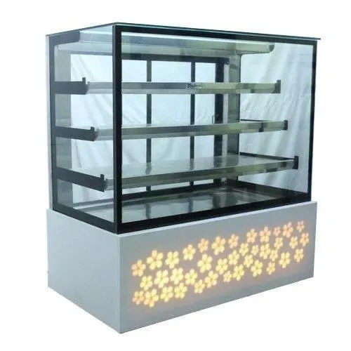 Bakery Display Counter - Polished Stainless Steel, Silver Color with Durable Metal Design