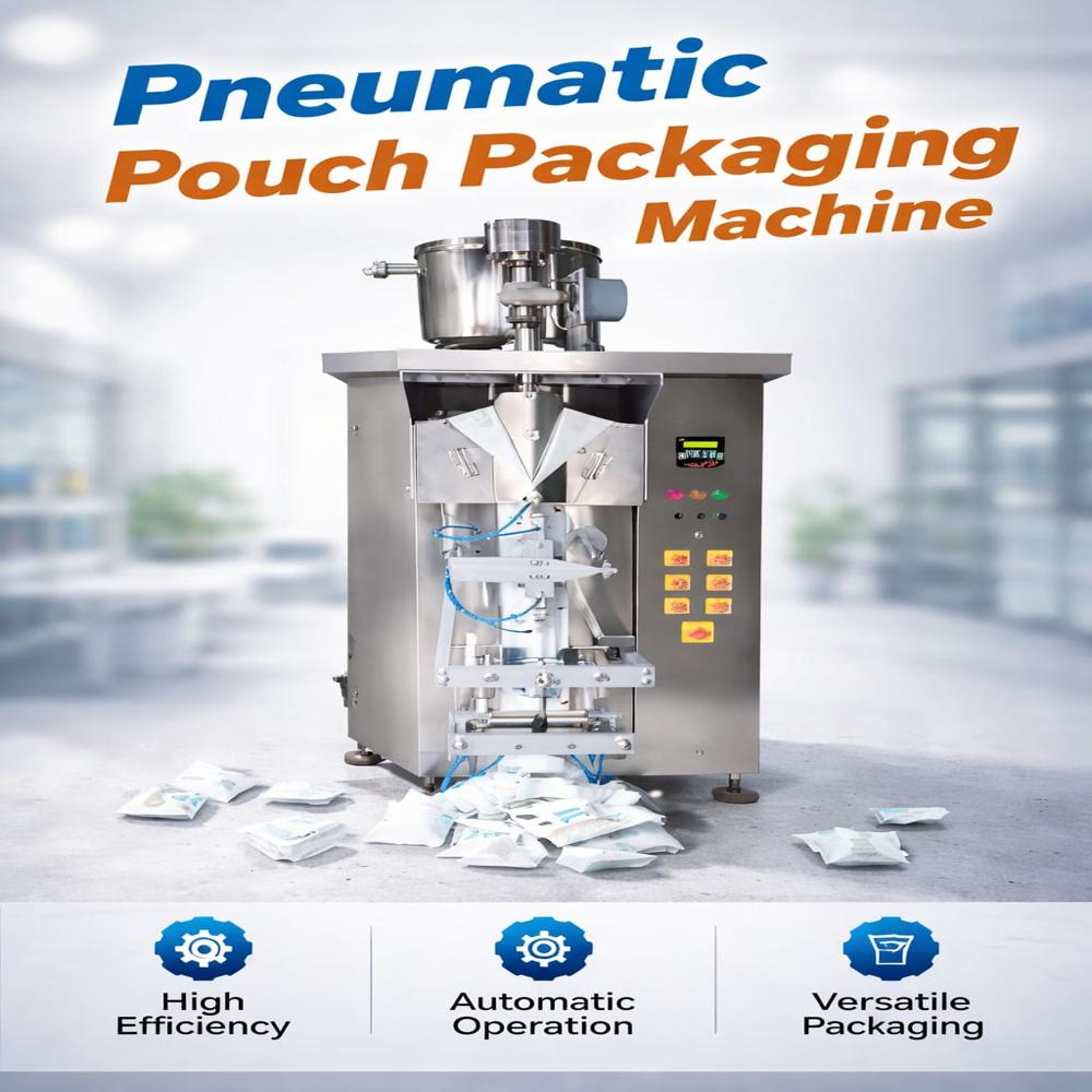 Pneumatic Pouch Packaging Machine - Stainless Steel, 220-440 Voltage | Highly Efficient, Automatic with Human Machine Interface