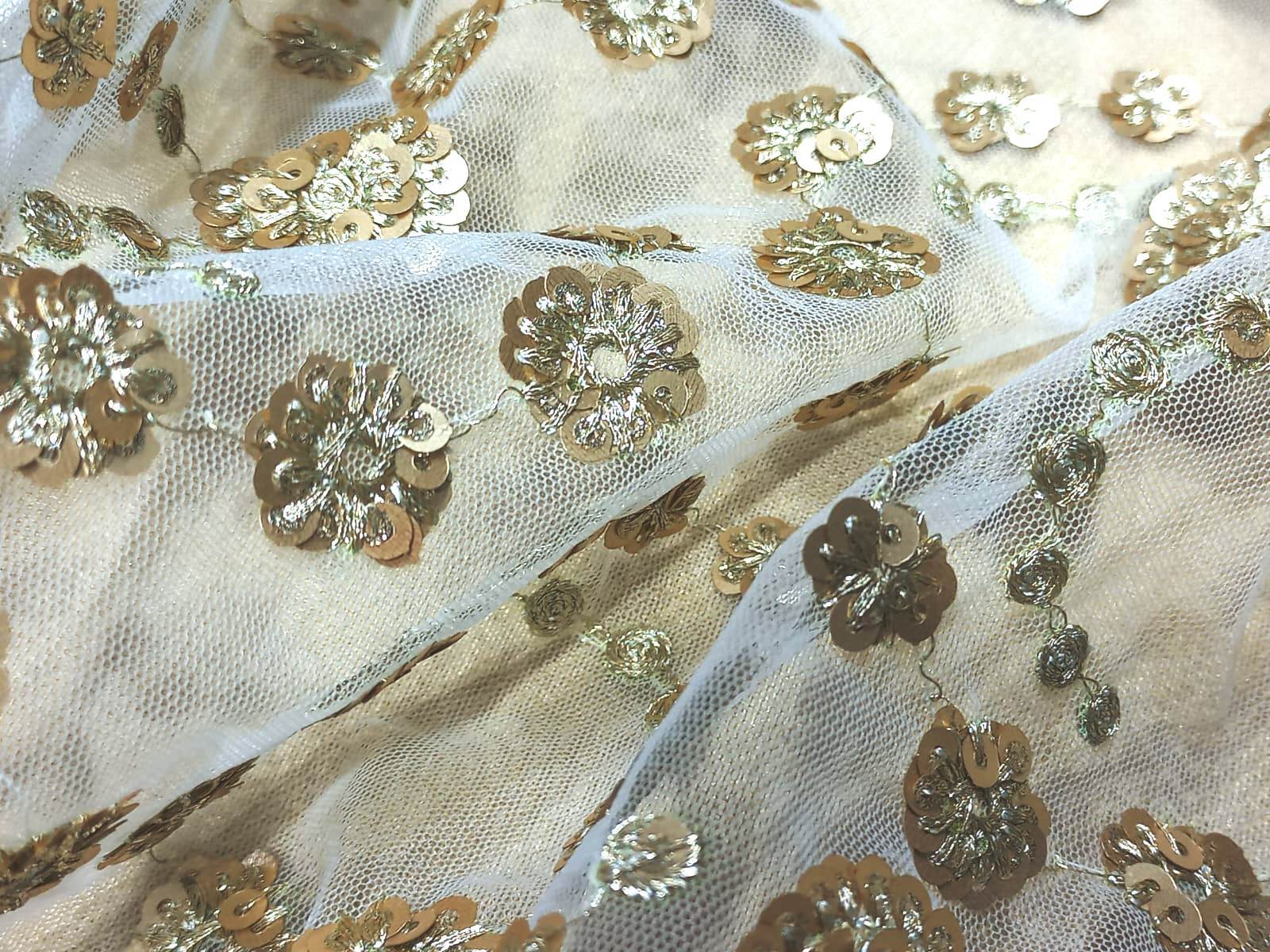 Net sequins butti fabric for women clothes price