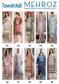 Tawakal Mehroz Vol-4 -Luxury Heavy Karachi Cotton Dress Material