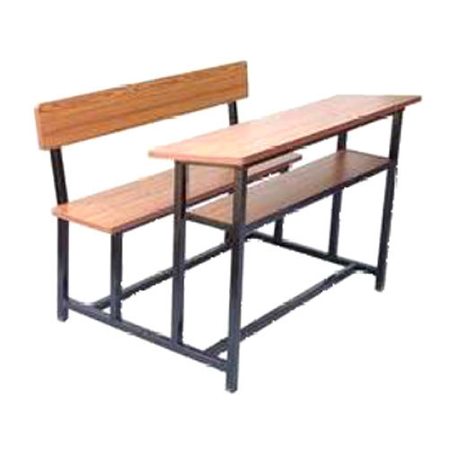 Polished School Bench With Dual Desk