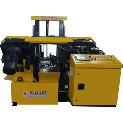 Yellow Bdc 300 A-Nc Fully Automatic Horizontal Double Column Band Saw Hard Chrome Rod Type Machine