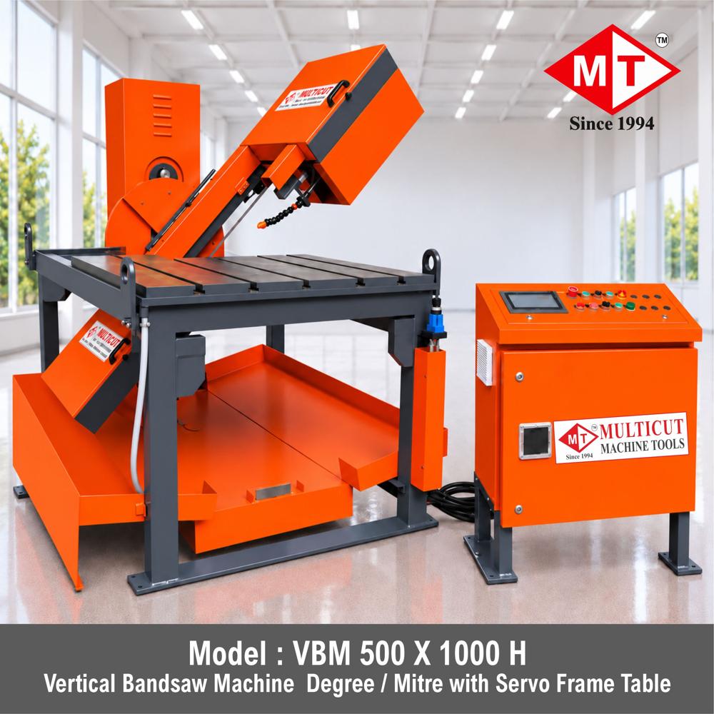 Tilting Table Vertical Band Saw Machine - Mild Steel, 240V Electric Drive | Bright Red, Warranty, Dust Collection System, Ideal for Straight and Curved Cuts