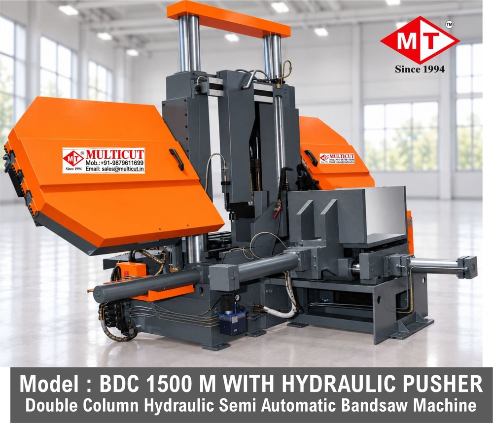 Bdc-1500 M Semi Automatic Double Column Band Saw Machine - Color: Green