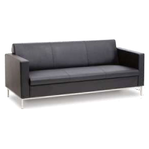 Black 3-Seater Office Sofa With Stainless Steel Legs - Feature: Durable