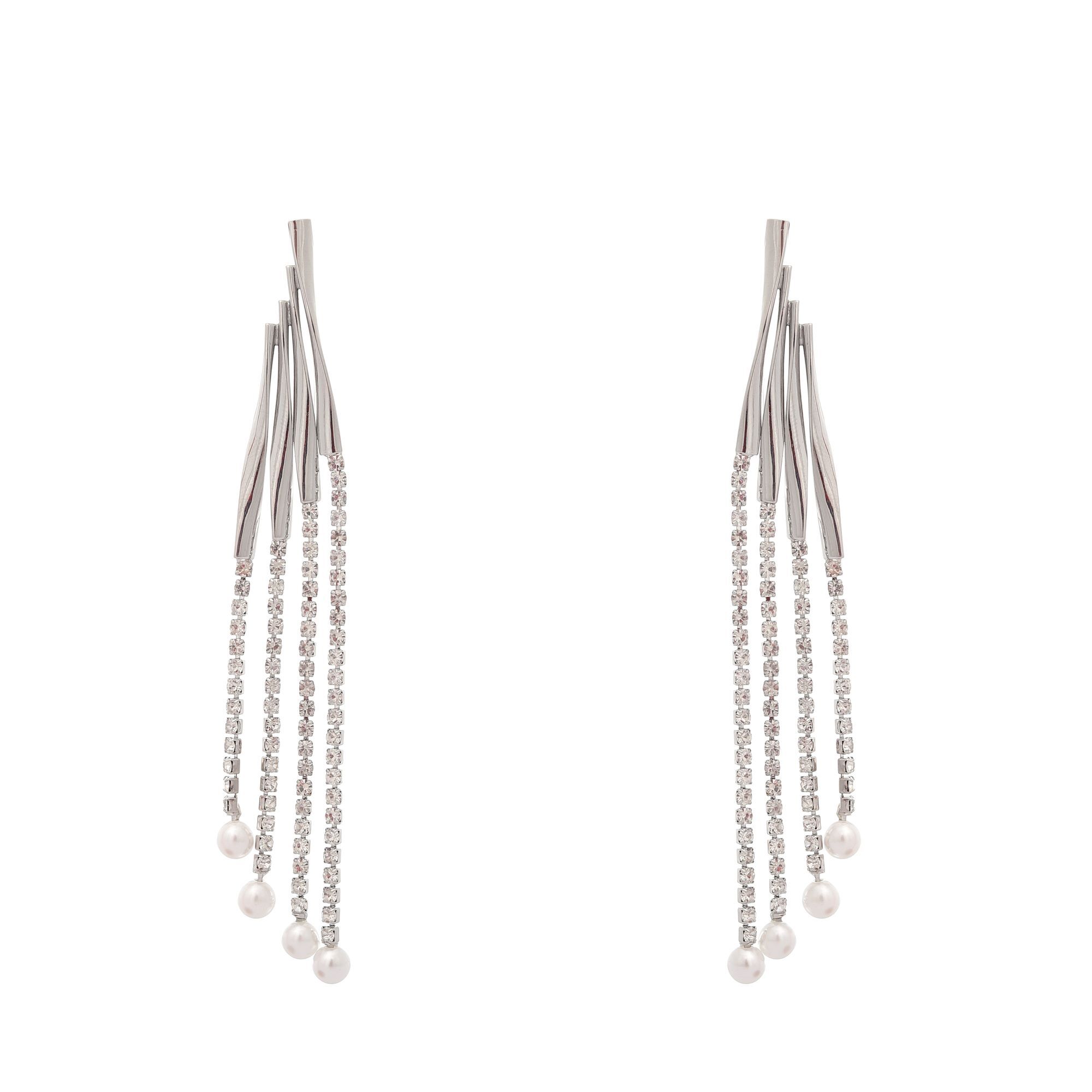 Rhinestone Pearl Dangler Ear ring