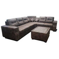 L Shape Sofa Set - Solid Wood, Polished Finish , Fabric Comfort with Cushions, No Assembly Required