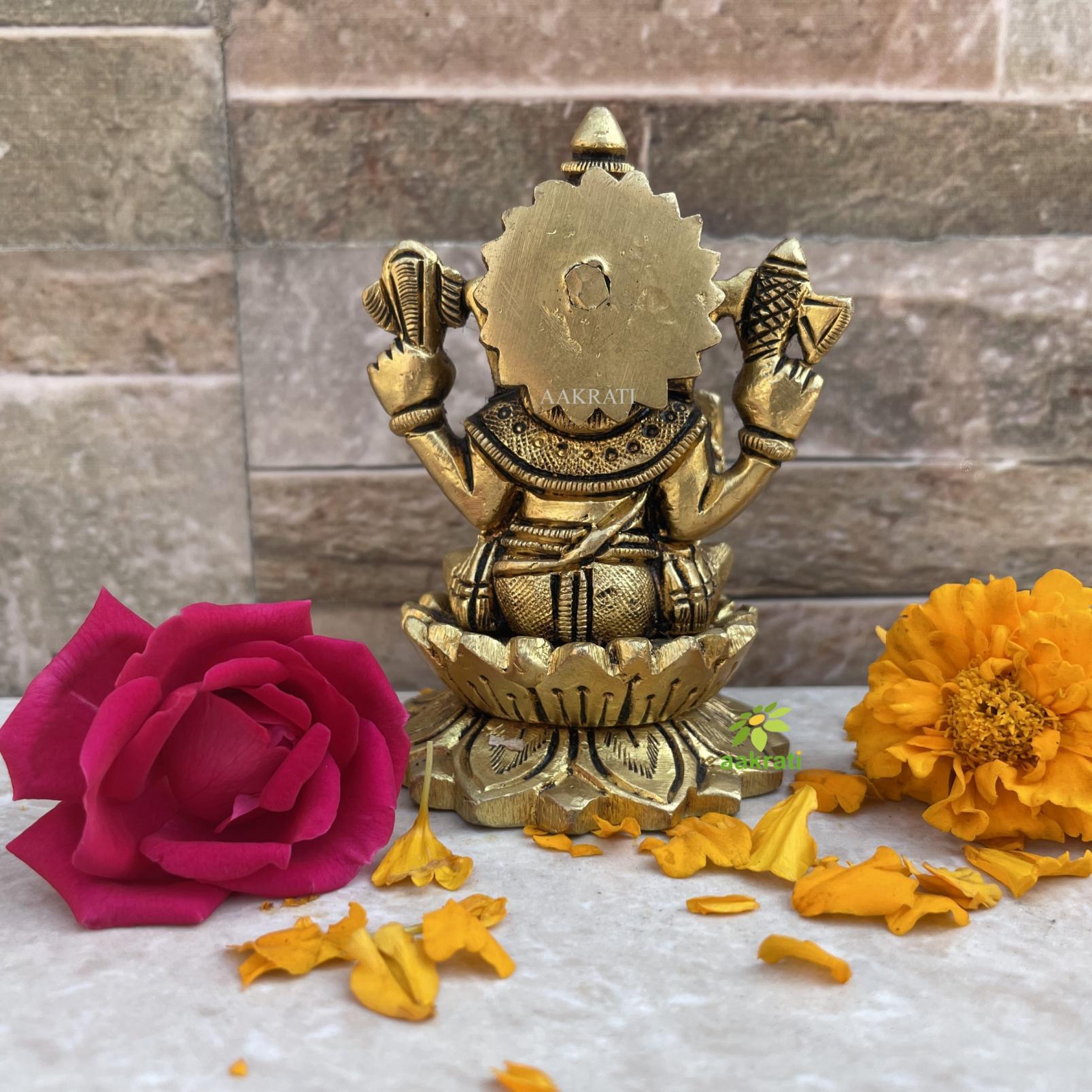 Ganesha Statue in Brass 3.5 Lord Ganpati metal brass Murti temple worship home